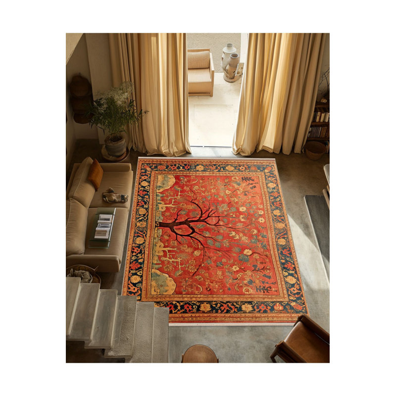 Tapis rouge à motif de feuilles d'automne à motif de feuilles d'automne Waso