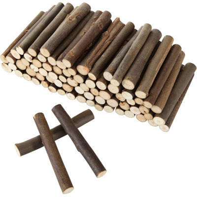 100 Pack Natural Bark Wooden Craft Sticks