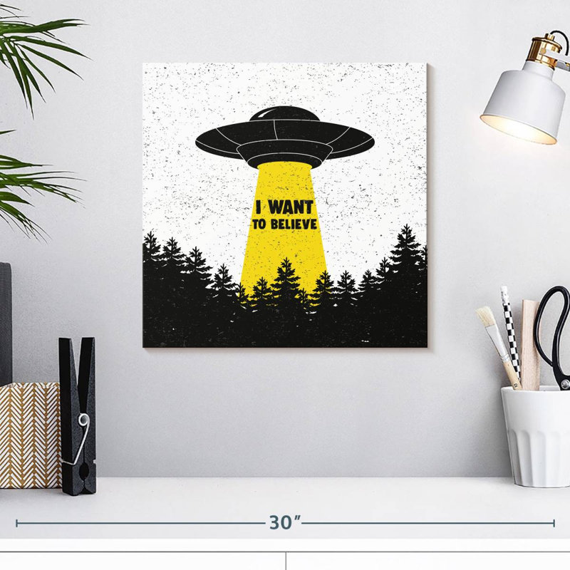 Kelan I Want To Believe UFO, H 16 po x l 16 po