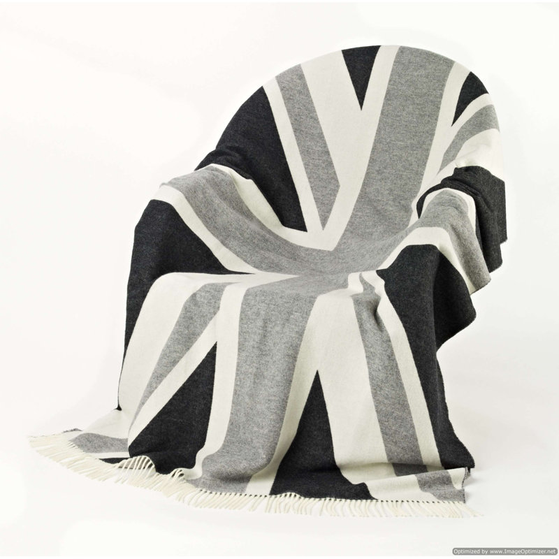 Jeté tissé en laine d'agneau Merino, Drapeau gris