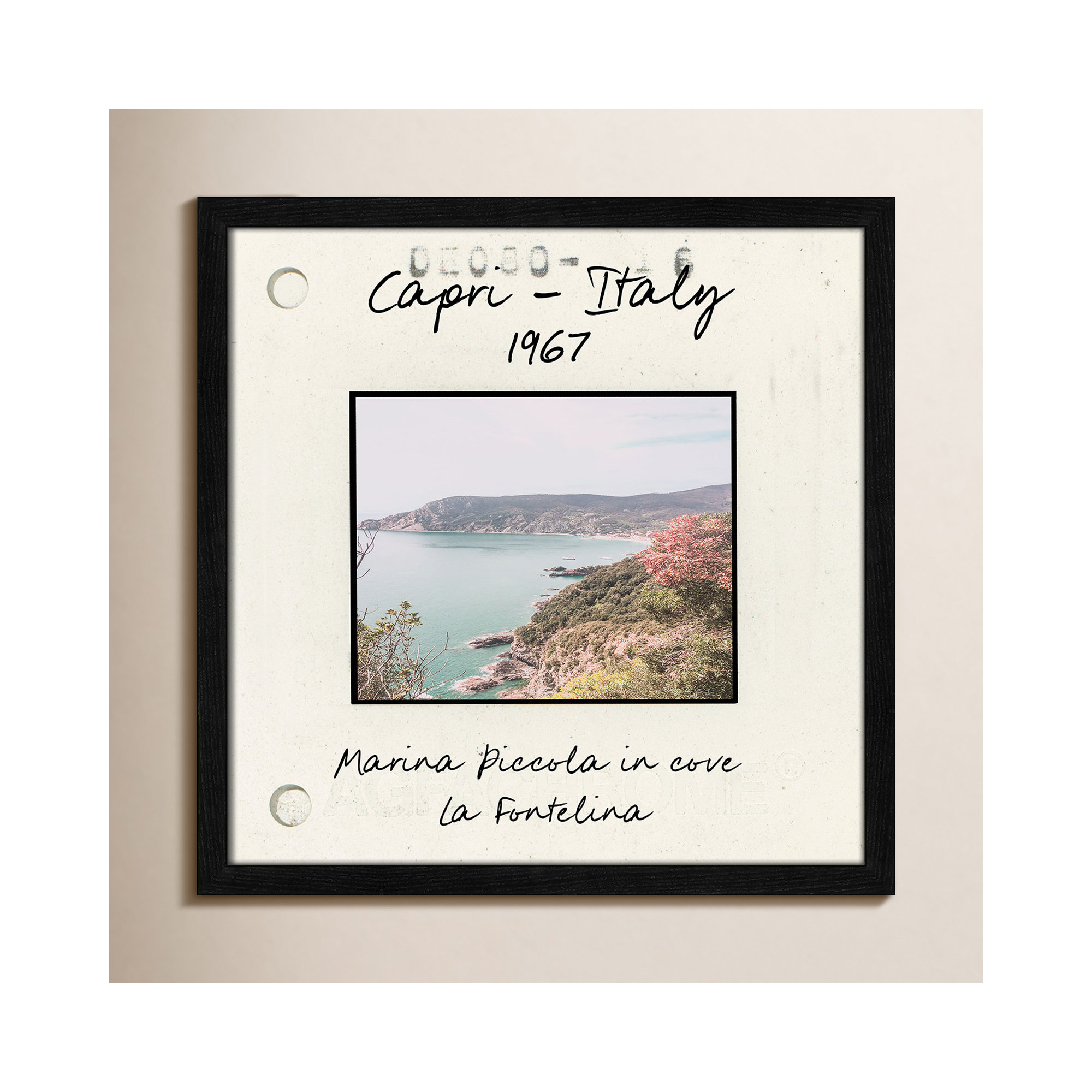 Capri Italy - Marina Picolla in La Fontalina Print by Susan Jill, White Single Picture Framed Paper, 17" H x 17" W x 0.75" D