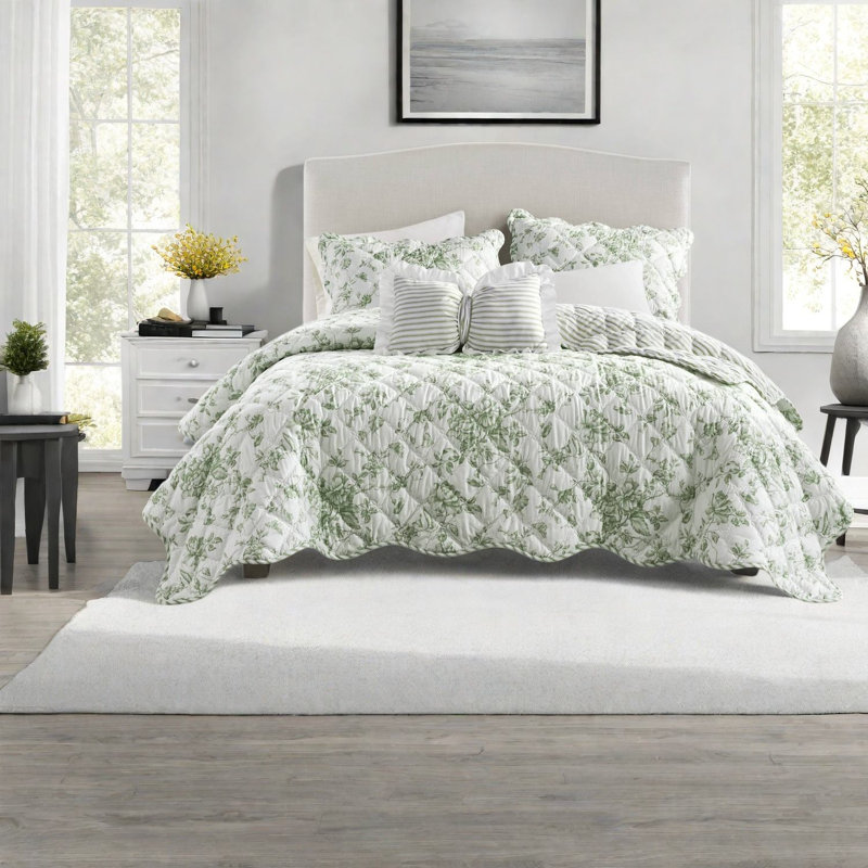 Reversible Bedding Sets, 4 Piece Polyester Quilt, Farmhouse Home Bedroom