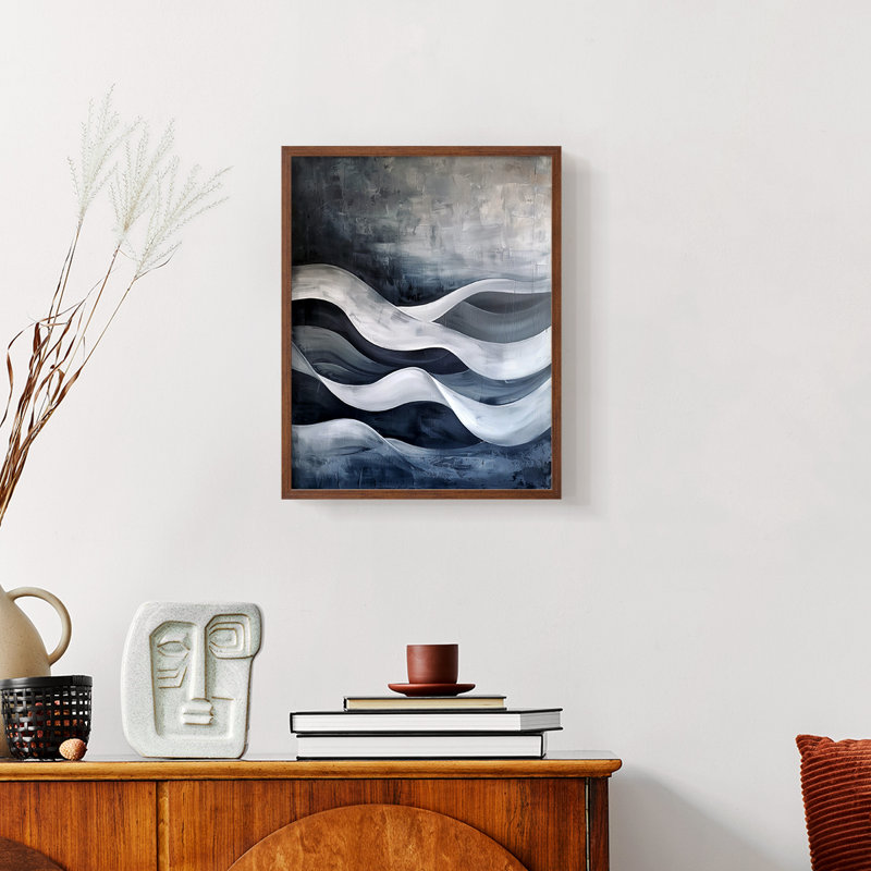 Série ABSTRACT CDLxxv - reproduction encadrée de qualité supérieure - prête à être accrochée - aucun clou requis, Noyer