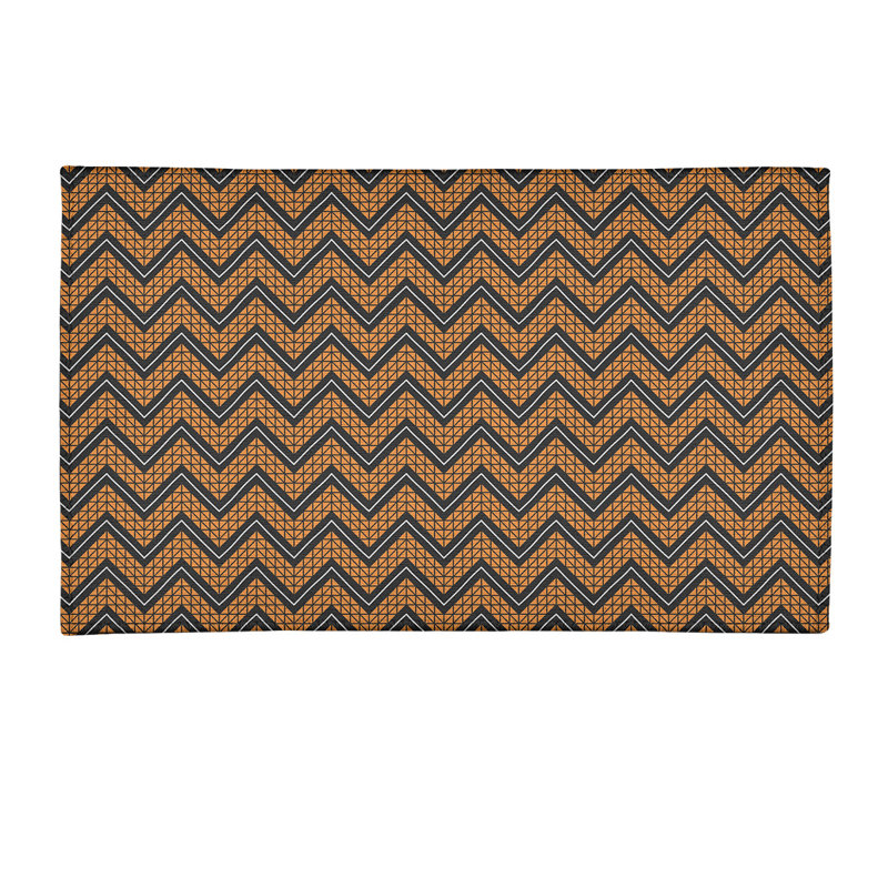 Tapis de zone orange/noir à chevrons à main, Rectangle 3 pi x 5 pi