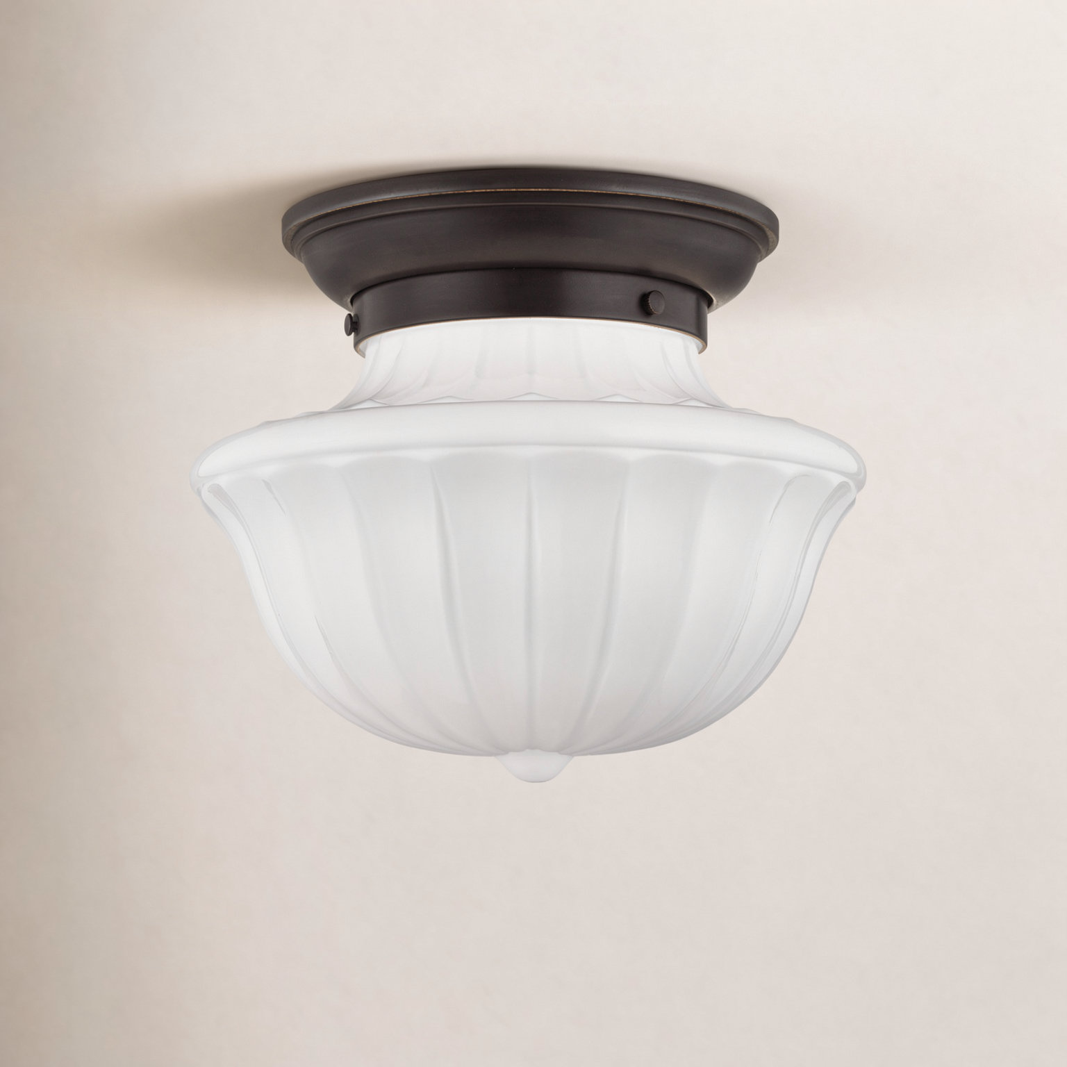Maisie Single Light Glass Semi Flush Mount, Old Bronze, 10" H x 12" W