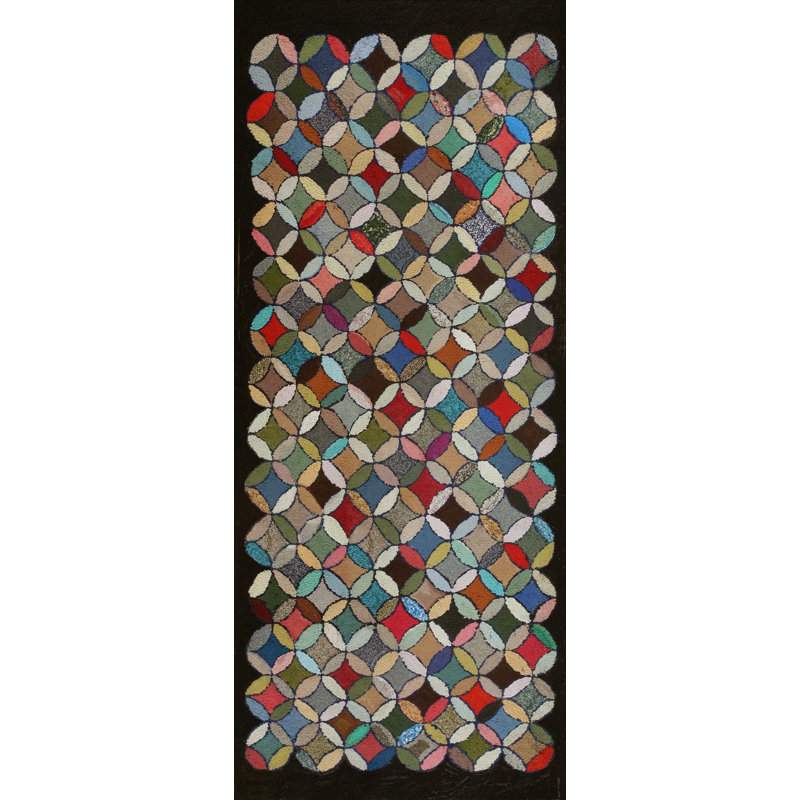 Antique American Usa Allover Geometric Wool Hand Knotted Pile Multicolor Jewel Tones 1925 Rug