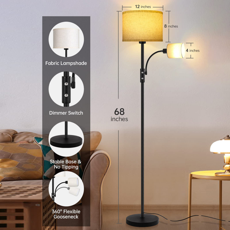 62" Tall Floor Lamp, Black