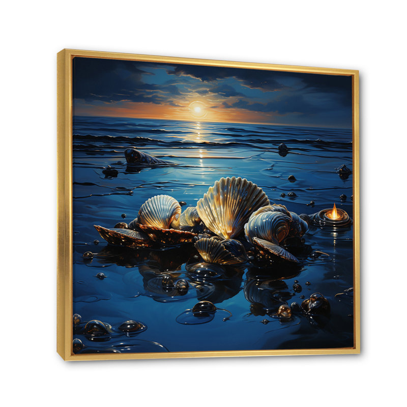 Élégance minuit bleu sarcelle - imprimé, H 36 po x l 36 po x P 1,5 po, Cadre flottant doré