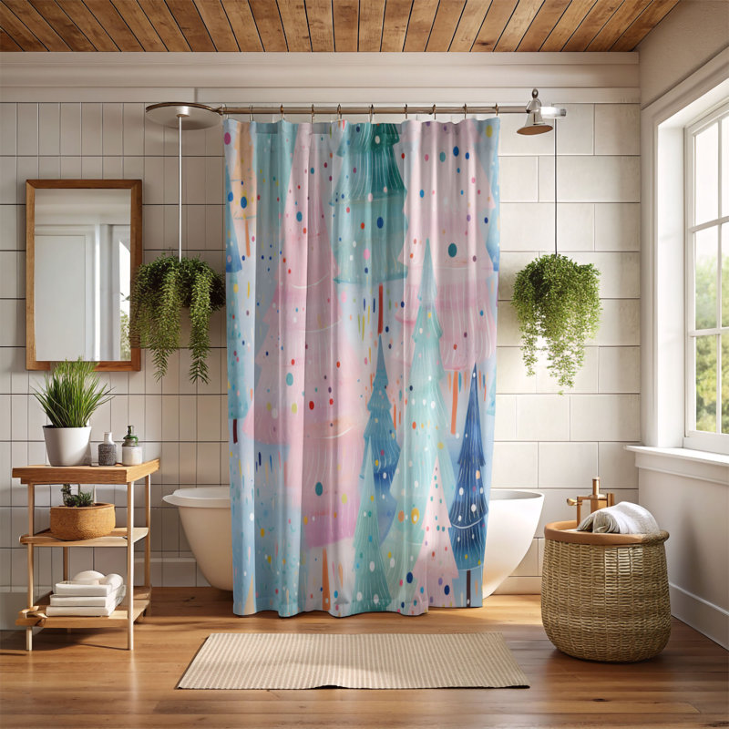 Blue Trees - Rideau de douche Premium, H 74 po x l 71 po