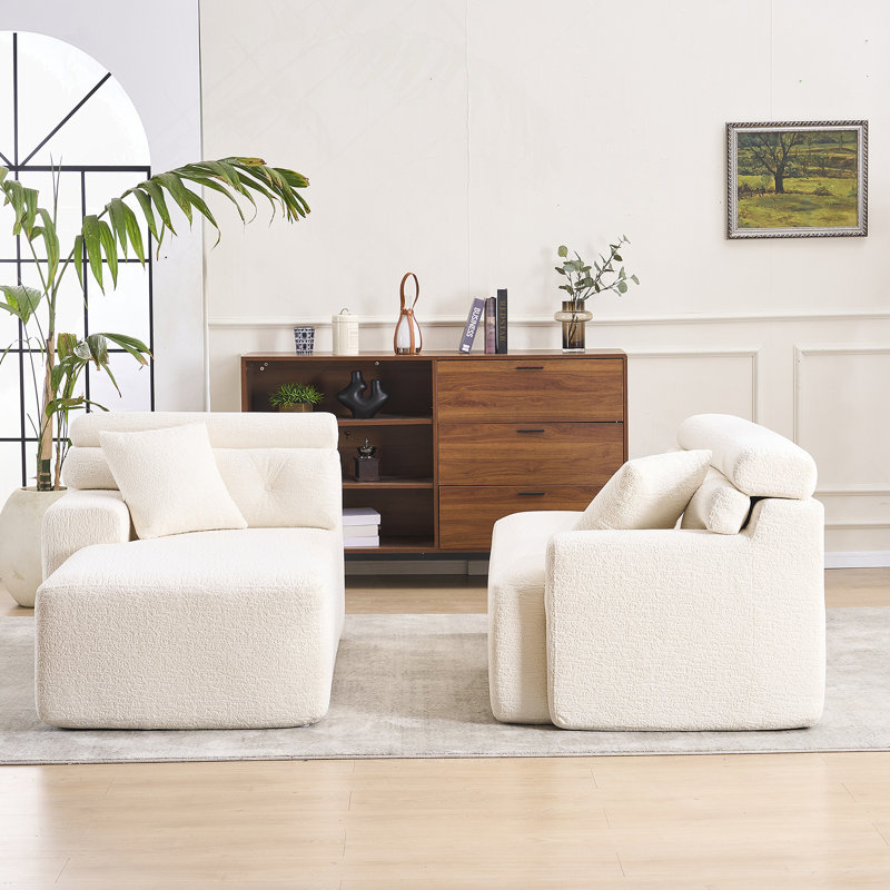 Canapé à compression confortable avec plusieurs options de sièges et coussins pour la maison, Blanc antique
