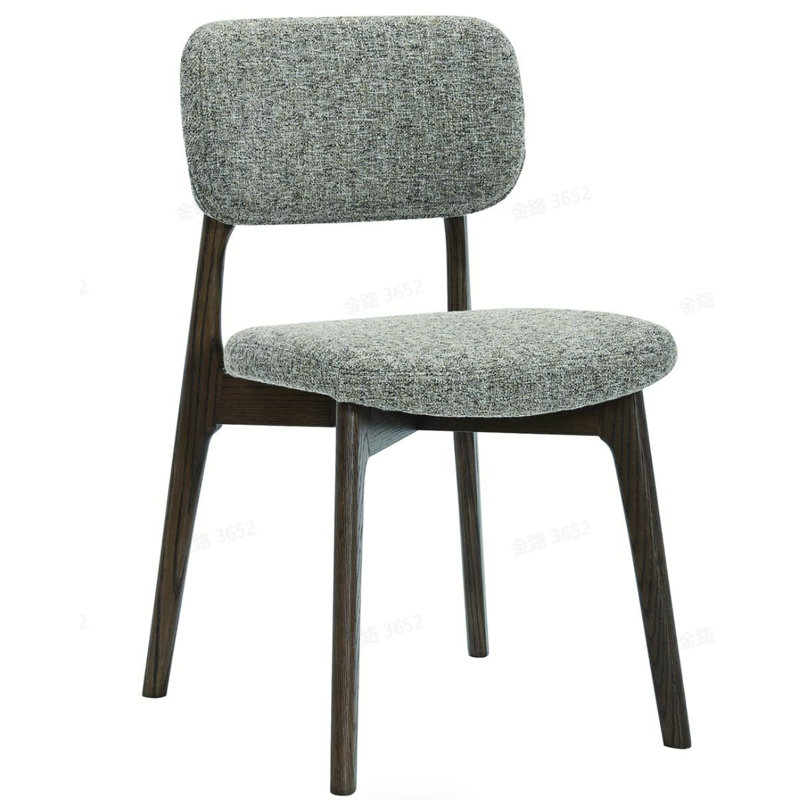 Chaise d'appoint rembourrée en bois massif, Dark Brown Wood, Brun