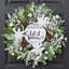 Couronne de flocon de neige de 24 pouces avec eucalyptus vert, décor de porte d'entrée rustique pour Noël d'hiver