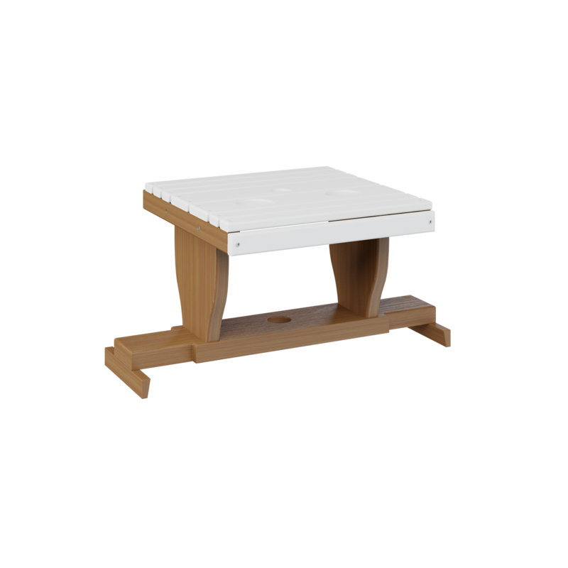 Outdoor Rectangle Side Table, White, Natural Teak