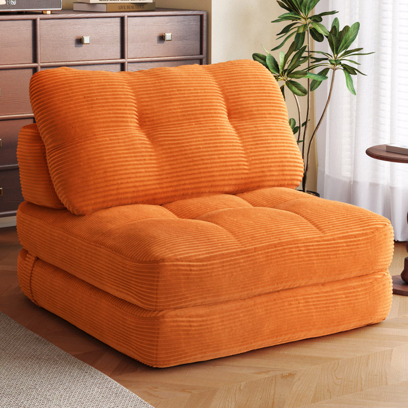 Beanbag Sofa Bed Ergonomic Folding, Orange