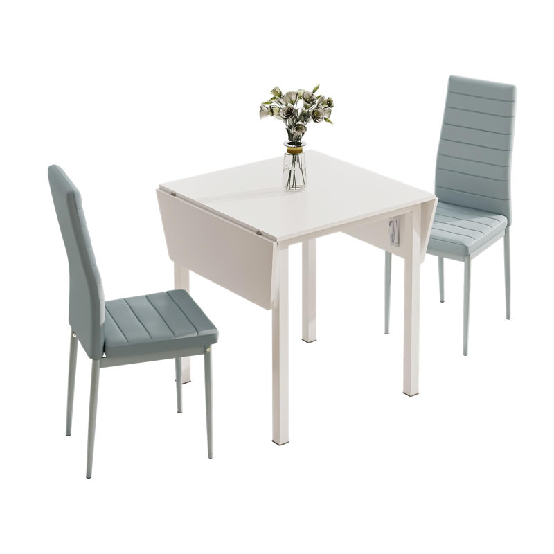 Cassondra 2 - Person Dining Set, White, White, Grey