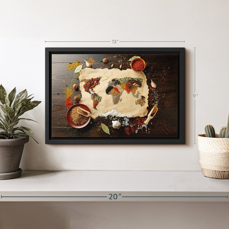 "Carte du monde des épices, art mural", H 9 po x l 13 po