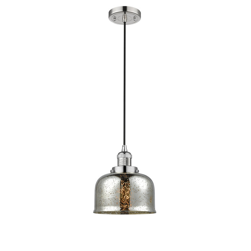 Luminaire suspendu pour îlot de cuisine 1 lumière Cedeno, Ampoule DEL 6 watts Vinage, Nickel poli, Argent mercuré