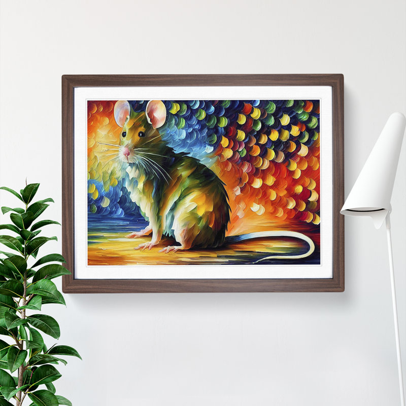 Rat Abstract - Single Picture Frame Painting, 34cm H x 46cm W x 2cm D, Walnut