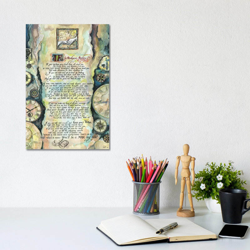 Calligraphy Of The Poem If By Rudyard Kipling by Fanitsa Petrou - Wrapped Canvas Print, 20.32 cm H x 30.48 cm W