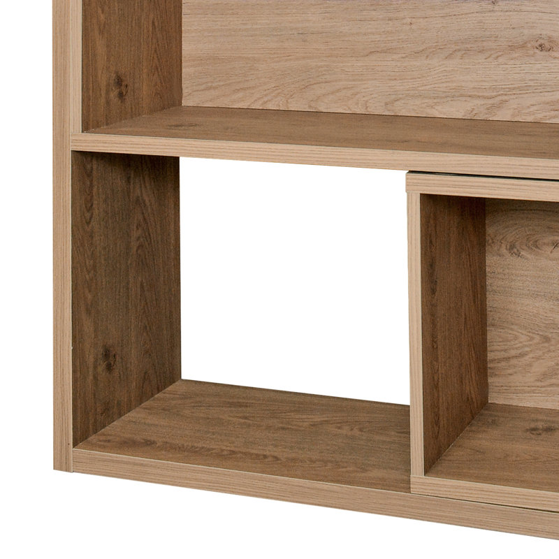 Latitude Run Effect Treble 3-in-1 Convertible Bookcase Adjustable Multi Function Storage, Oak