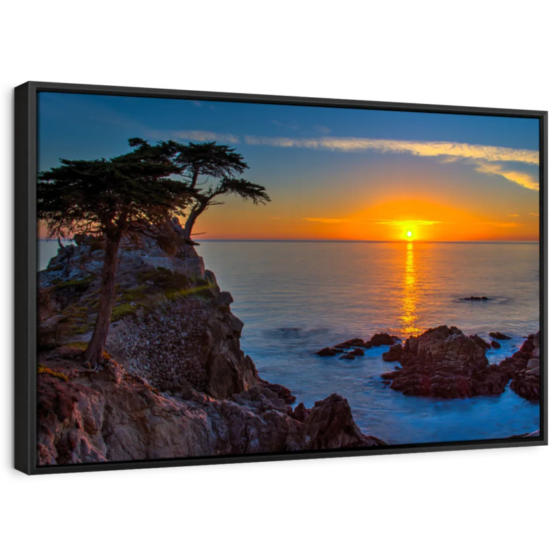 Golden Sun Above Pebble Beach Canvas Print, 25" H x 37" W