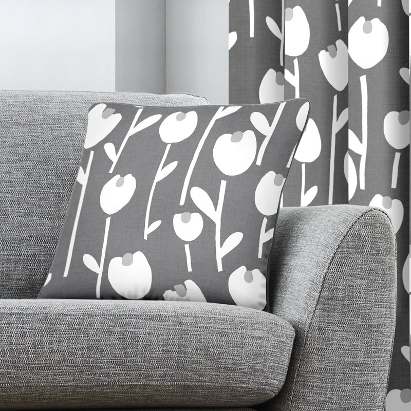 Alabar Floral Square Cushion, Grey