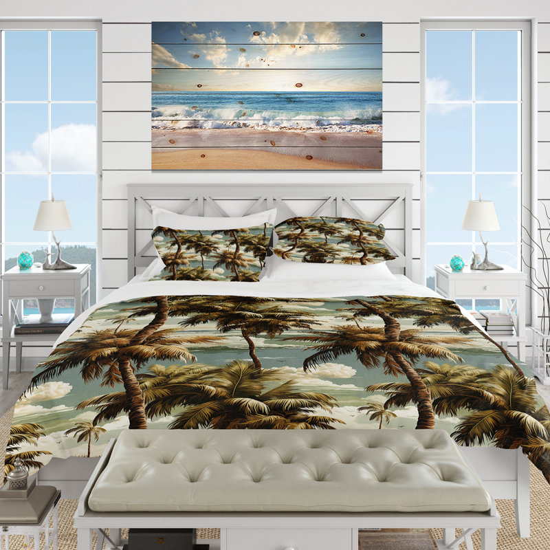 Ensemble de housse de couette Coconut Grove, Housse de couette pour grand lit et 2 taies décor