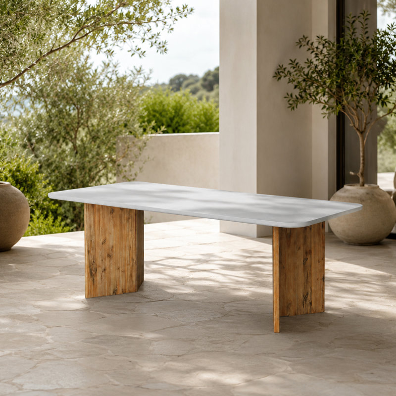 Table de salle à manger 86,6 po Modern, White/Brown