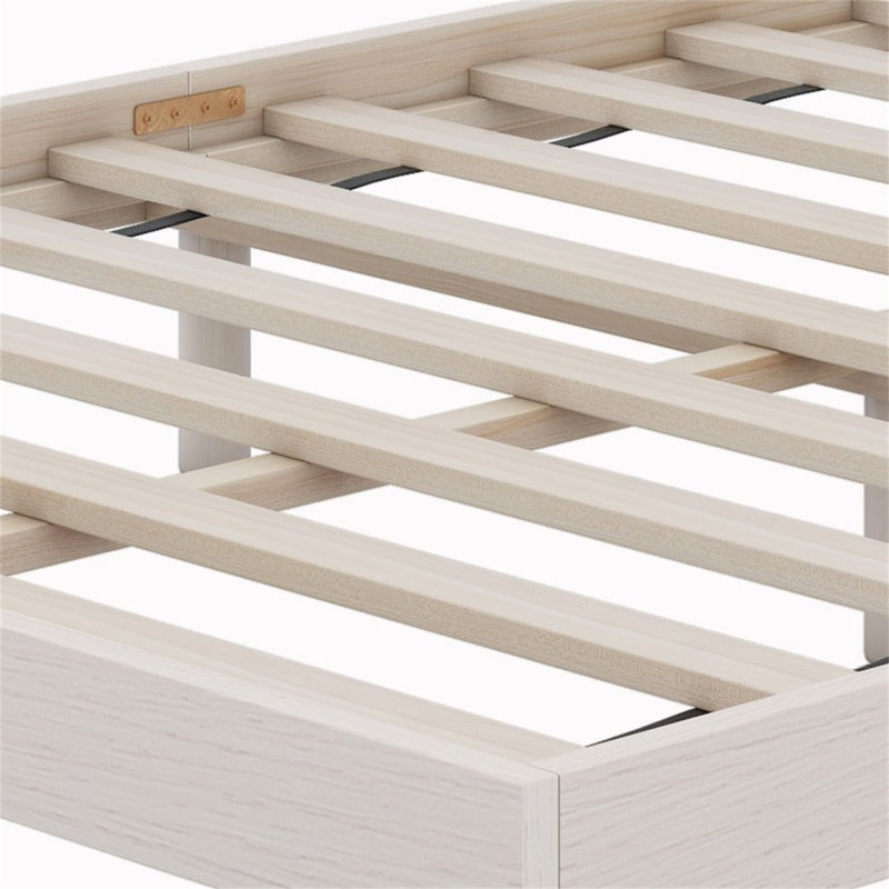 Karline Wooden Floating Platform Bed Frame, Gray, Full
