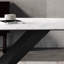 Table de salle à manger blanche et noire en pierre frittée rectangulaire et acier au carbone-1901138923