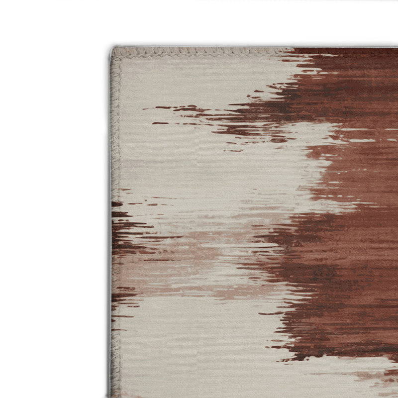 Tapis intérieur et extérieur brun Watercolor, Rectangulaire 2 pi x 3 pi