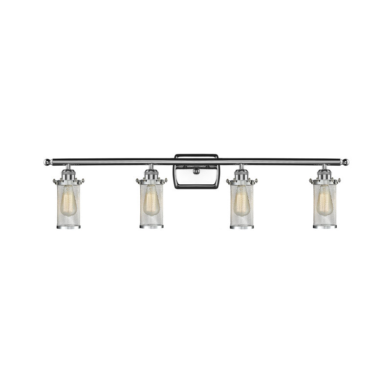 Éclairage pour salle de bain 4 lumières Calixta, Chrome poli, Blanc et chrome poli, Ampoule incandescente rétro de 60 watts