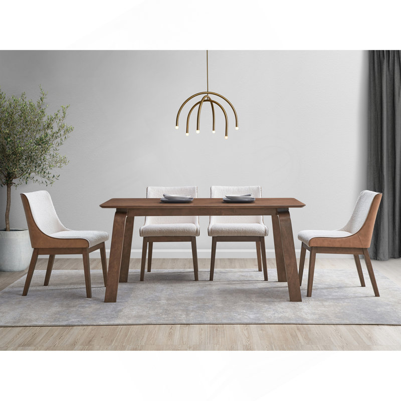 Ensemble de salle à manger 5 pièces à finition noyer avec chaises d'appoint Ginny
