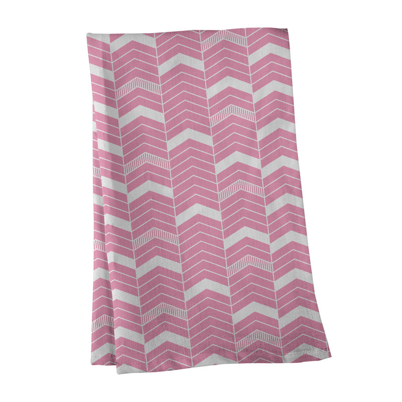 Stephenie Tea Towel Kitchen Towel, Pink/White, Cotton Twill