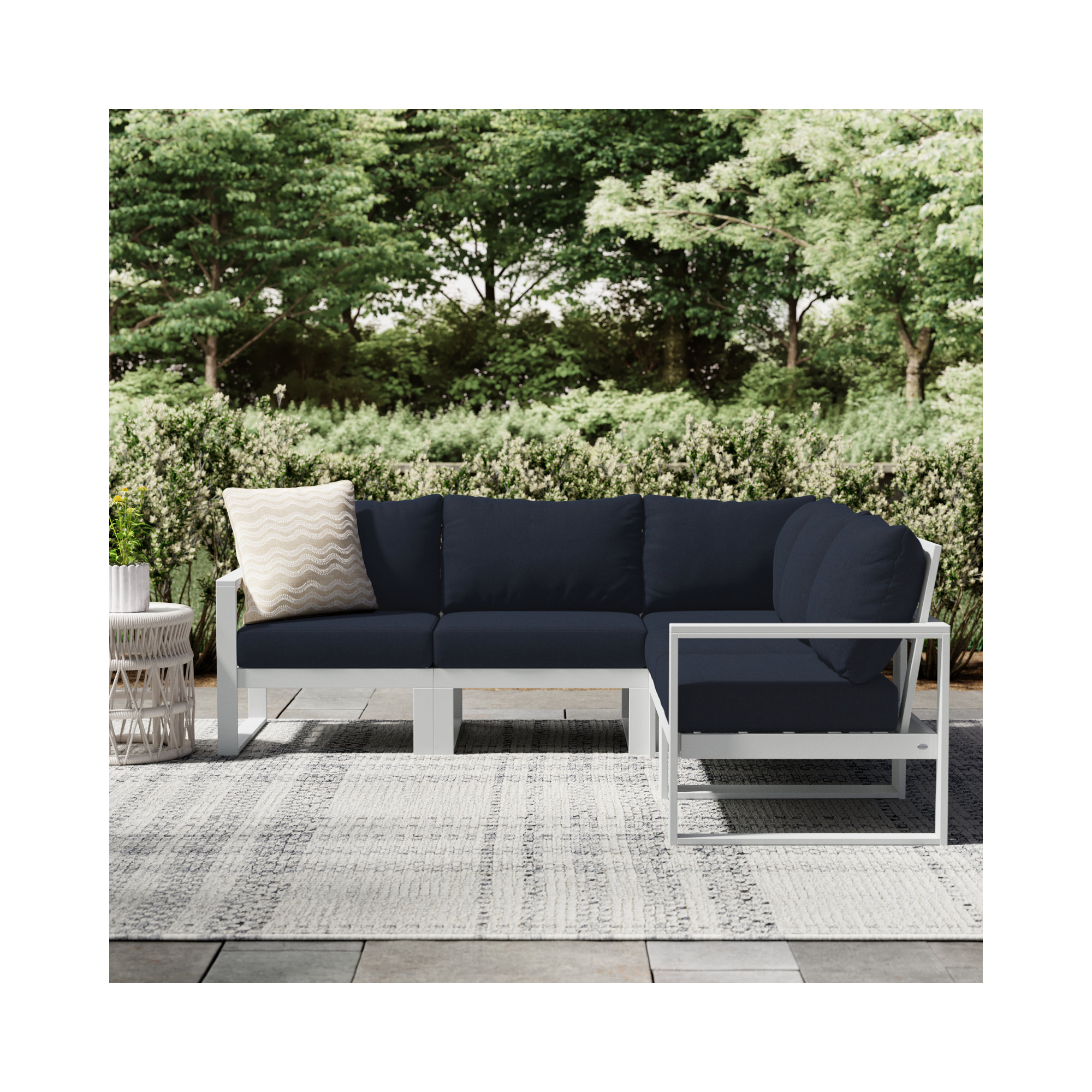 EDGE 5 - Person Seating Group with Cushions, White, Marine Indigo