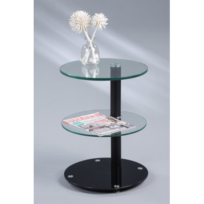 Beistelltisch Abriel aus Glas mit Stauraum