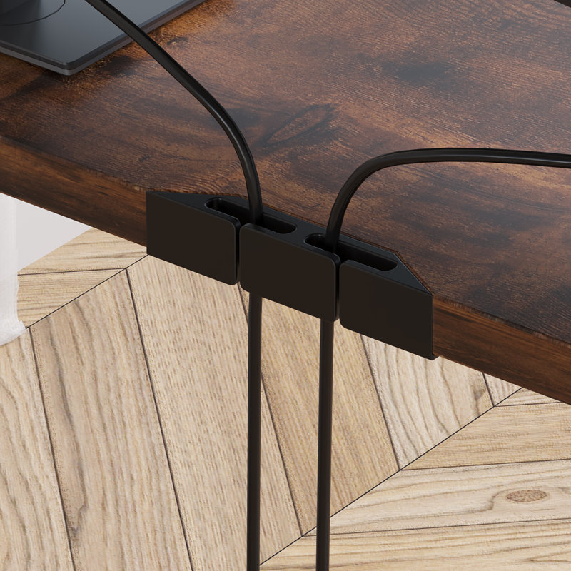 Latysha Dual Motor Electric Height Adjustable Curved Standing Desk, Brown/Black, 45" H x 55" W x 30" D