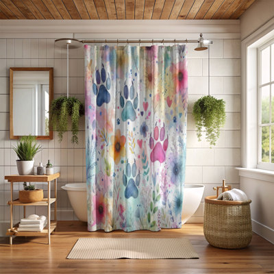 Pet Paw Color Burst - 1 Piece Standard Shower Curtain