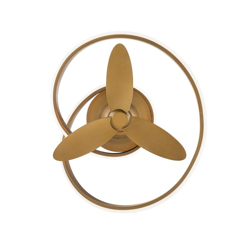 Veloce 3-Blade Smart Fandelier, Aged Brass