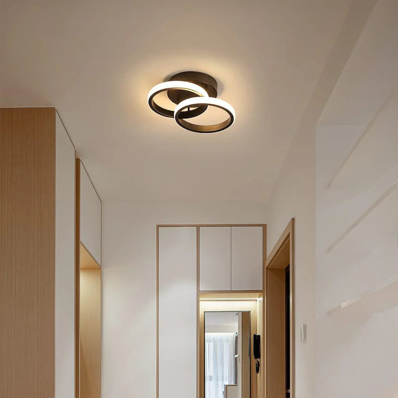Verbrande 2-Light 25cm LED Integrated Semi Flush Mount, Black, 3000K