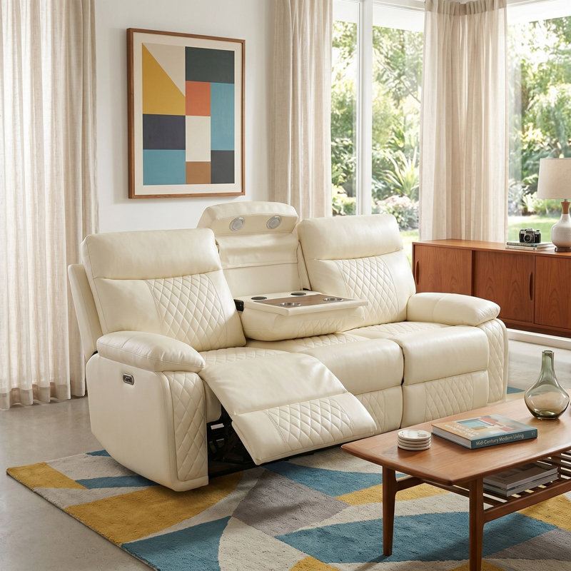 Canapé inclinable en cuir Sterling White Vegan