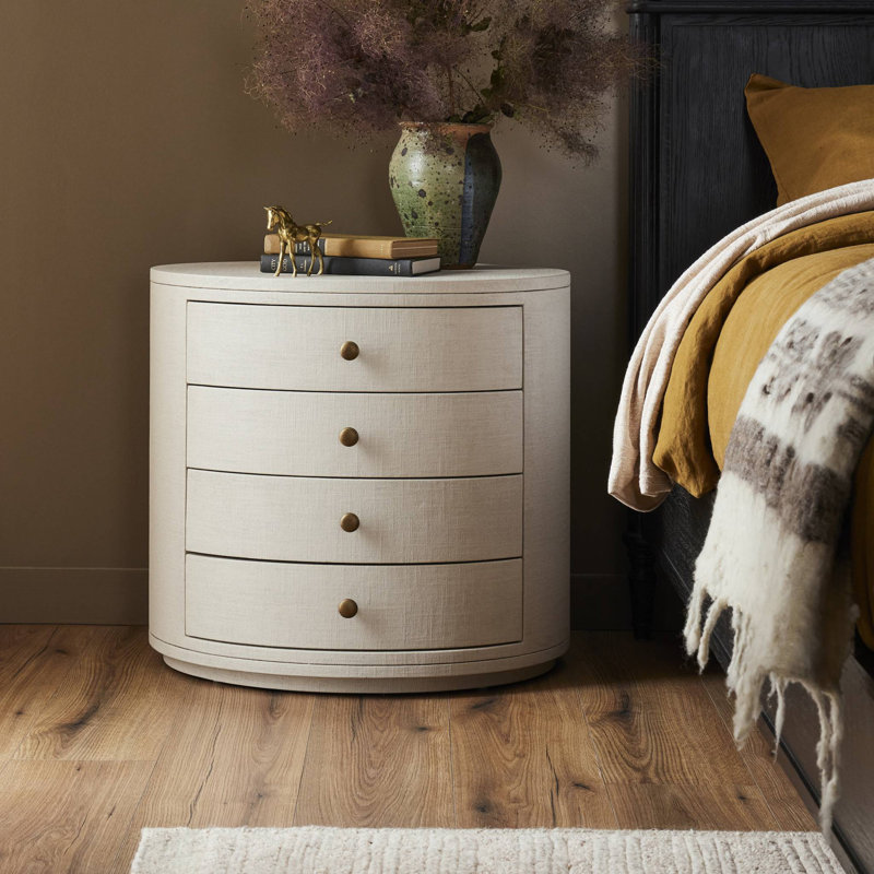 Amelia 4 - Drawer Nightstand, Dark Green Lacquered Linen
