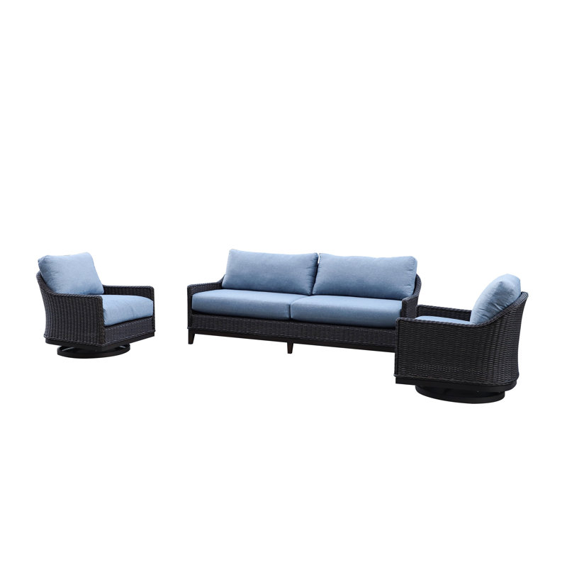Chaise longue pivotante en osier avec coussin Harbor