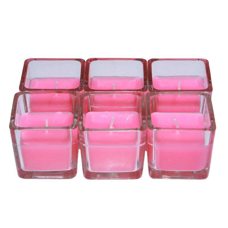 Unscented Votive Candle with Glass Holder, Hot Pink, Set of 96