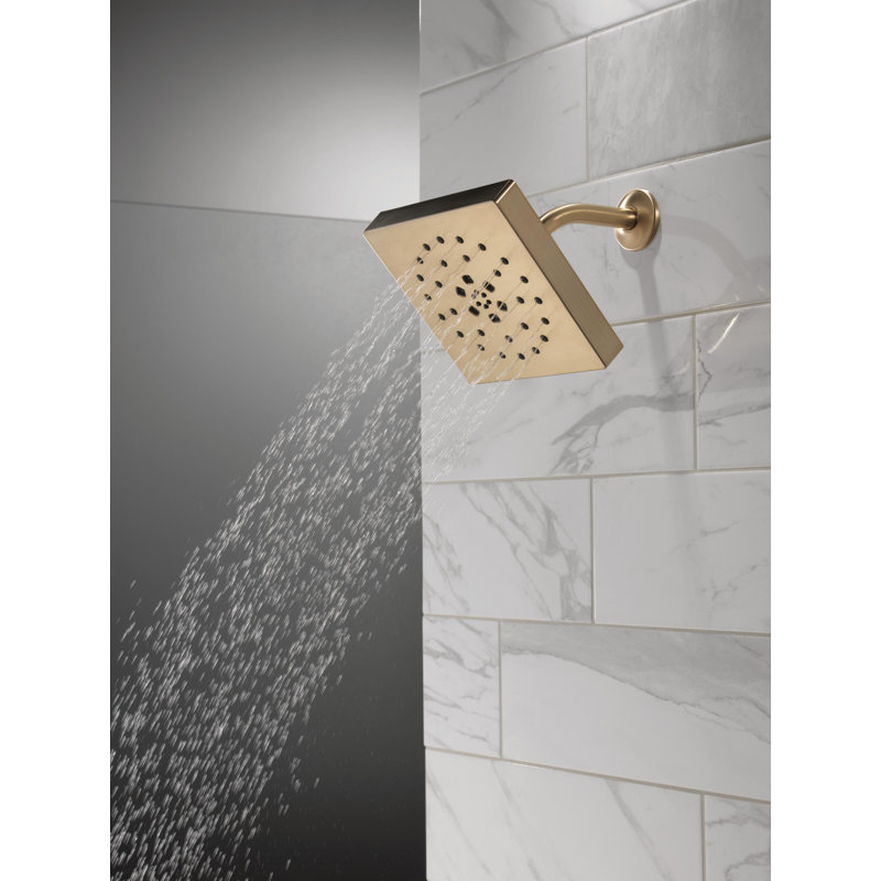 Multi Function Fixed Shower Head with H2Okinetic Technology, Lumicoat Champagne Bronze