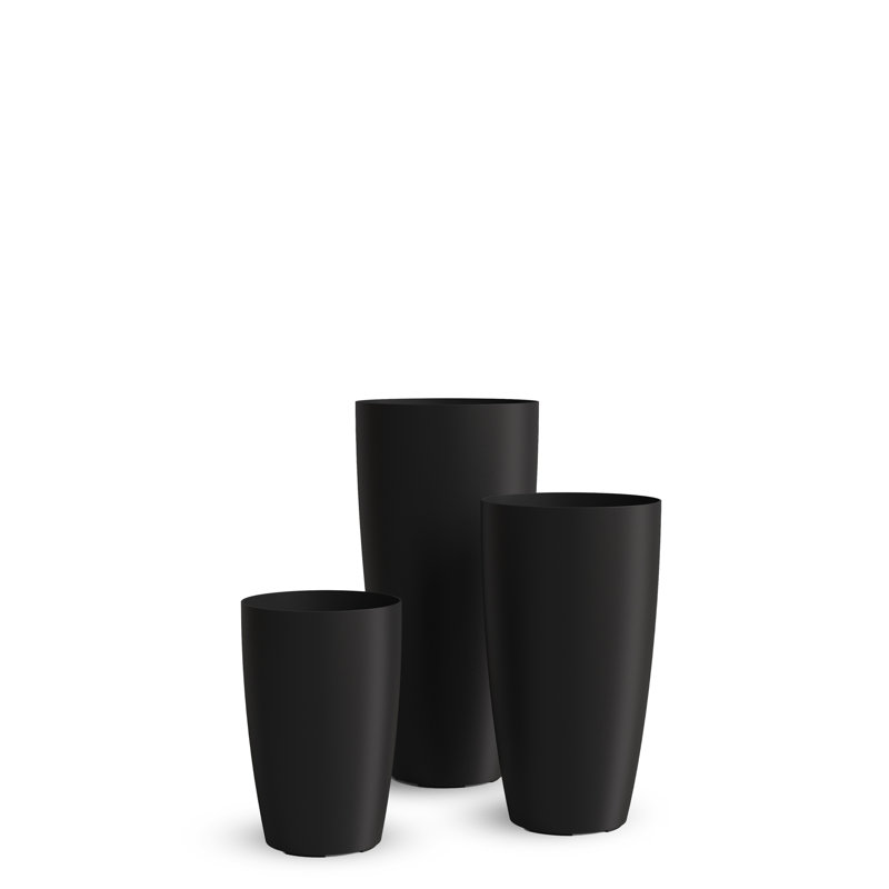Grand pot de fleurs Solace - noir, paquet de 3 (toutes les tailles), 16in/22in/28in, Noir, 3