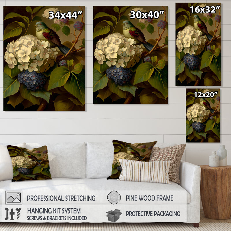 «Hydrangena Blossoming in Retro Colors IV», reproduction sur toile, H 44 po x l 34 po x P 1,5 po, Toile tendue