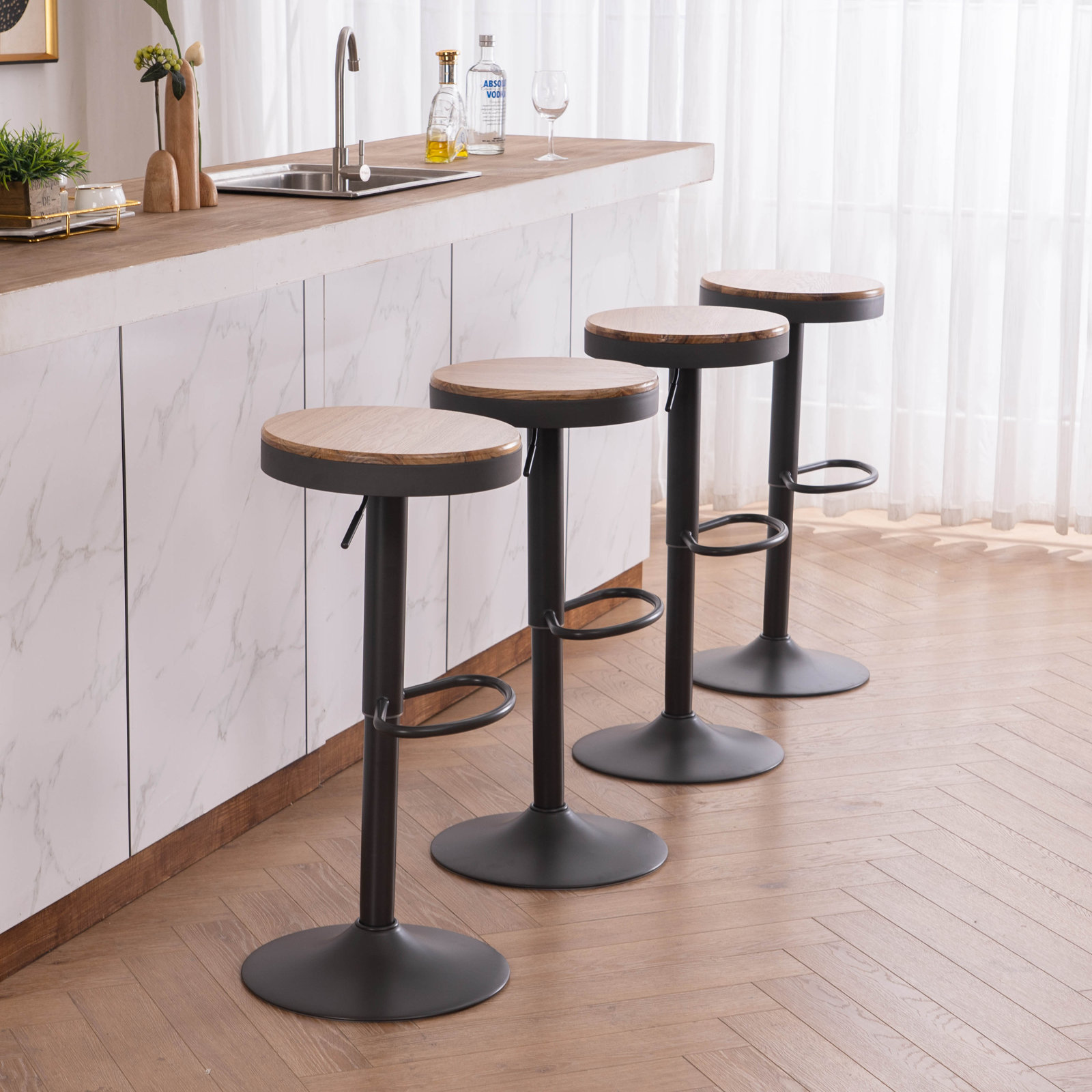Jaina Swivel Bar Stool, 2, Brown/Gray