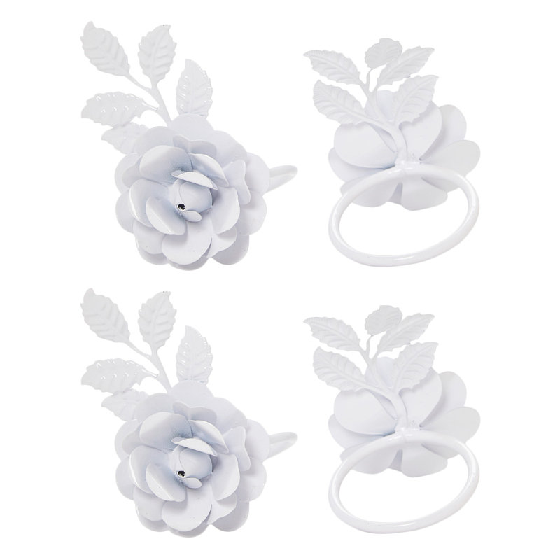 Rond de serviette fleur, Blanc