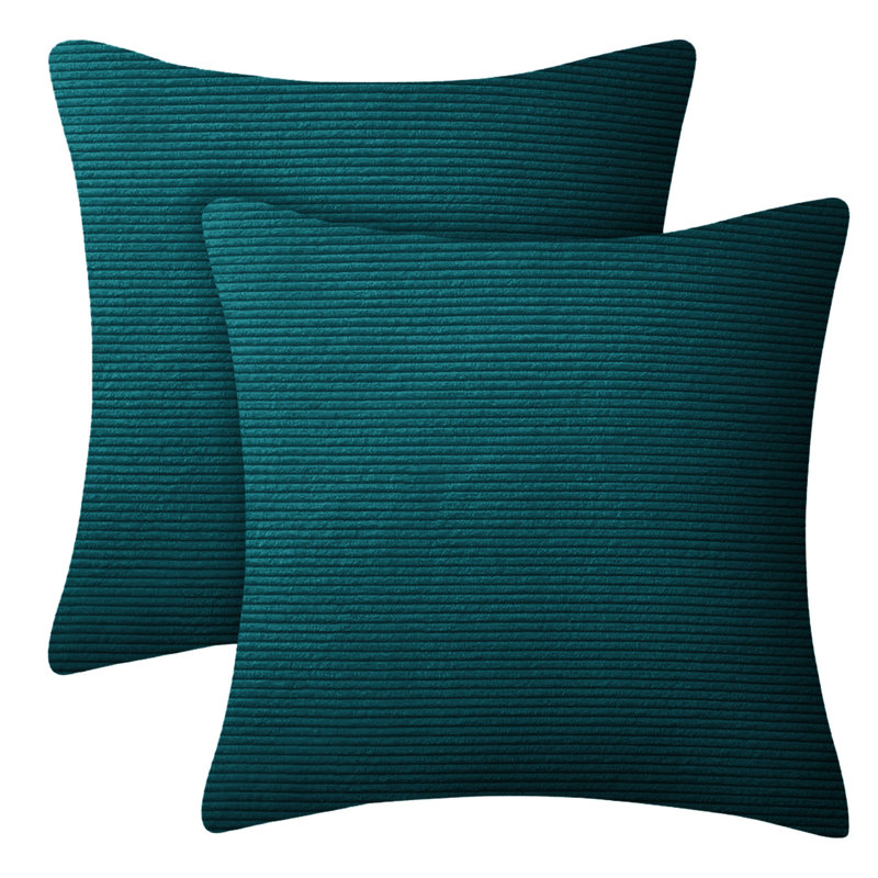 Striped Heavy Crushed Velvet Cushion Cover (Set Of 2) , Teal